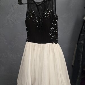 Blondie Nites Black and White Beaded Dress